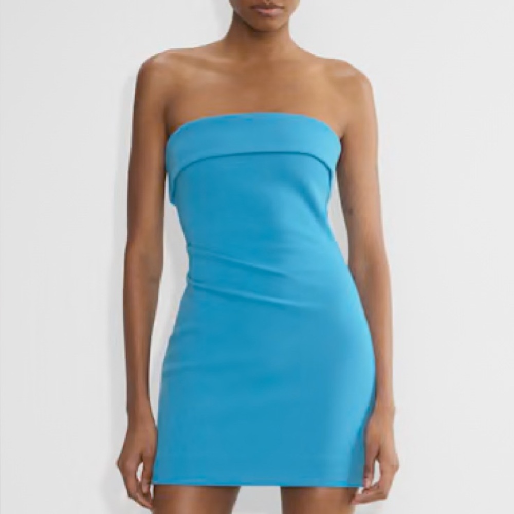 Aritzia Strapless Blue Mini Dress